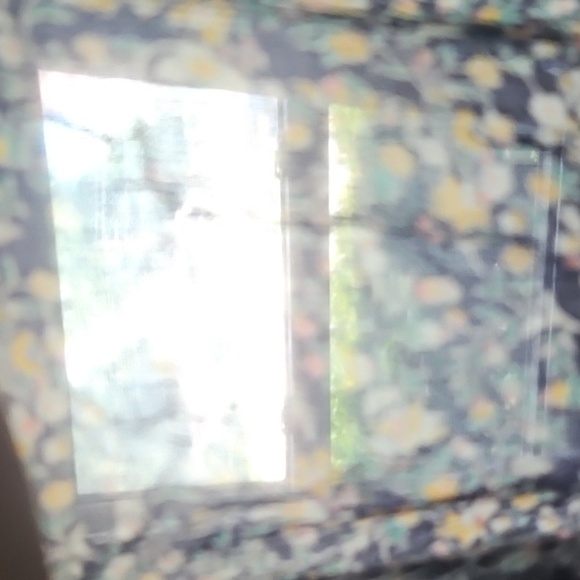 Maurices Navy Blue Floral Print Tie Neck Blouse - Picture 8 of 12